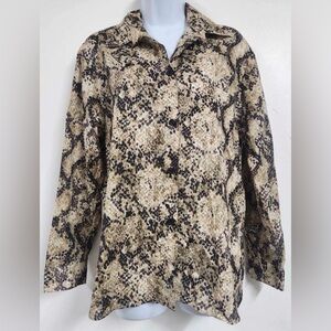 NWT Zara Snakeskin Print Button Up Shirt Size Large